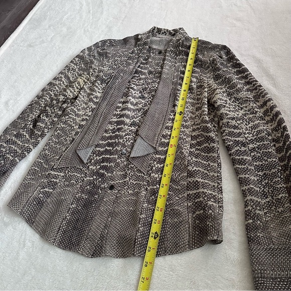 Jason Wu Bow Tie Neck Snakeprint Silk Crepe Blouse Size 4 - Picture 6 of 11